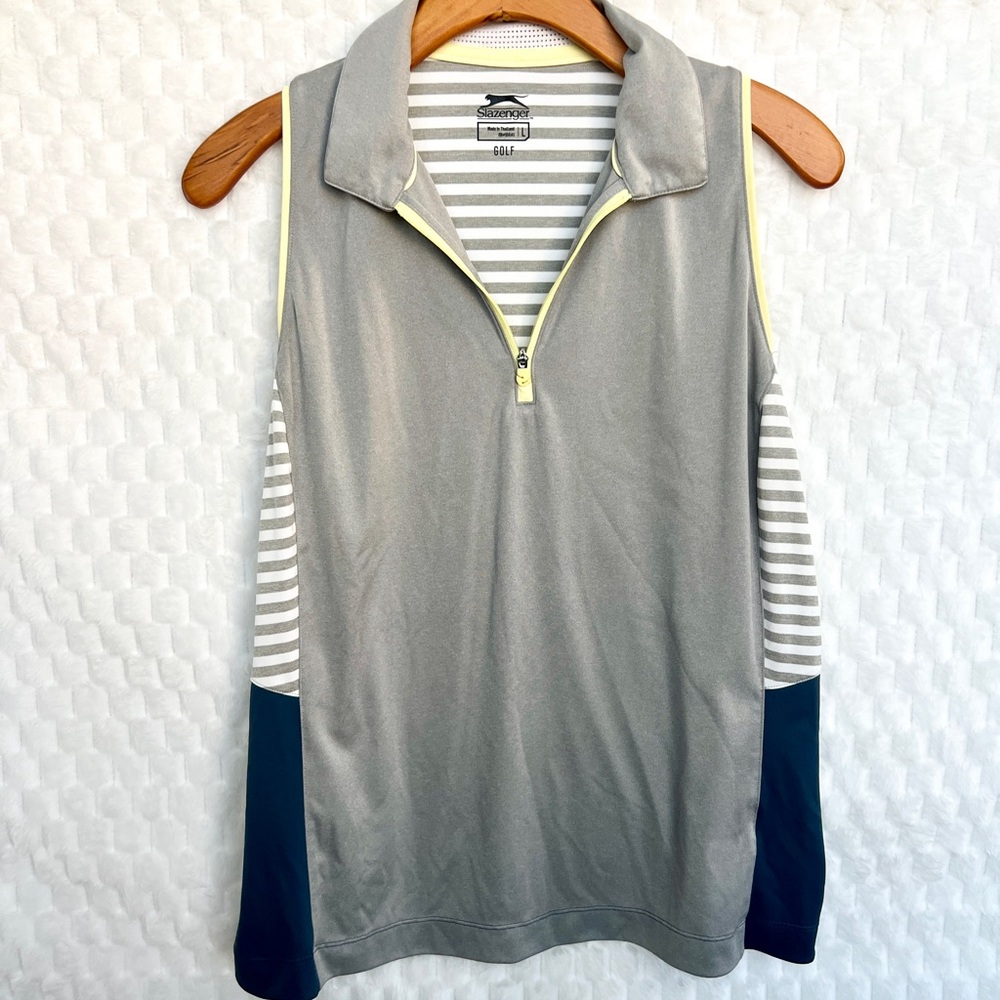 Slazenger Gray Yellow Blue Women’s Golf Tank Size Large